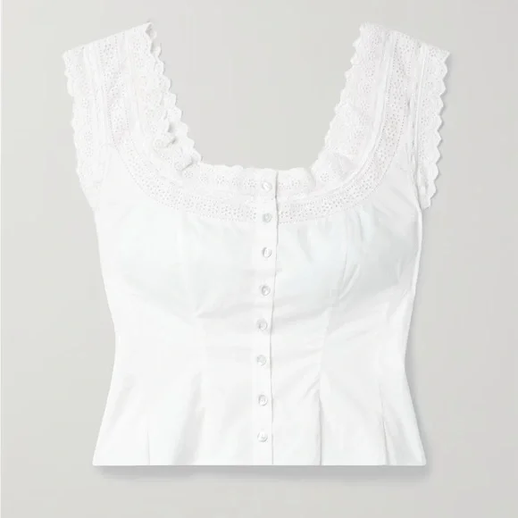 Doen Alana Broderie Anglaise Organic Cotton Top in Salt - Picture 8 of 8